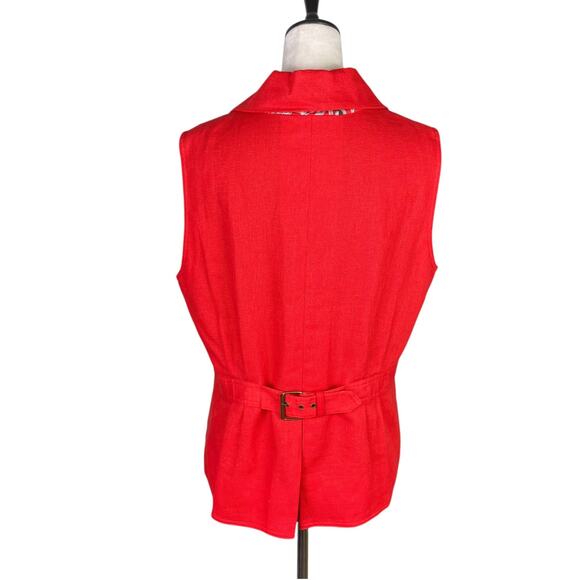 Coldwater Creek Bright Red Sleeveless Collared Button Front Woven Layering Vest - Picture 5 of 11